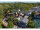 Aerial view showcases homes with mature trees, swimming pool and carports creating an inviting residential environment at 145 38Th Ne Ave, St Petersburg, FL 33704