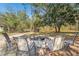 Outdoor area features a charming fire pit with seating, surrounded by trees for a relaxing atmosphere at 16340 Marquis Rd, Brooksville, FL 34614