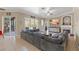 Spacious living room features sliding glass doors and fireplace at 16340 Marquis Rd, Brooksville, FL 34614