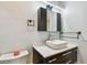 Modern bathroom with vessel sink, sleek vanity, and modern light fixture at 2259 Costa Rican Dr # 23, Clearwater, FL 33763