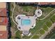 Overhead shot of a community pool featuring comfortable seating and a manicured lawn at 6158 Palma Del Mar S Blvd # 406, St Petersburg, FL 33715