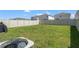 Large, well maintained backyard with a white fence and lush green lawn at 7580 Freesia Trce, Wesley Chapel, FL 33545
