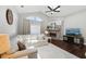 Inviting living room featuring a fireplace, comfortable seating, and plenty of natural light at 954 Cobblestone Ln, Tarpon Springs, FL 34688
