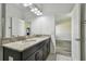 Bathroom featuring a double vanity with stone countertops and modern fixtures at 1571 Montgomery Bell Rd, Wesley Chapel, FL 33543
