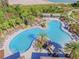 Aerial view of a large community pool with lounge chairs and surrounding green spaces at 1571 Montgomery Bell Rd, Wesley Chapel, FL 33543