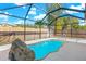 A screened-in pool with a unique rock feature, surrounded by a patio at 1600 Connecticut Ne Ave, St Petersburg, FL 33703