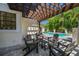 Covered patio with outdoor seating area and view of pool at 17003 Madres De Avila, Tampa, FL 33613