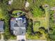 A unique aerial perspective shows the home, gardens, playground, and waterfront access at 1720 Mariner Way, Tarpon Springs, FL 34689