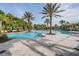 Large community pool with designated swim lanes, lounge seating and mature palm trees at 17927 Bahama Isle Cir, Tampa, FL 33647