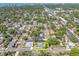 Aerial view of property outlined in yellow showing proximity to city and highway at 4500 23Rd S Ave, St Petersburg, FL 33711