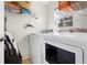Laundry room includes a washer and dryer, wire shelving, and natural light at 6633 Driftwood Dr, Hudson, FL 34667