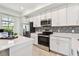 Contemporary kitchen with stainless appliances, white cabinets, and stylish backsplash at 1030 Tidewater Shores Loop # 104, Bradenton, FL 34208