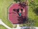 Aerial view of playground with slides, ladders, and other play equipment surrounded by a fence at 1030 Tidewater Shores Loop # 104, Bradenton, FL 34208
