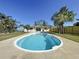 Backyard view of a kidney-shaped pool surrounded by a well-maintained patio and lush landscaping at 10754 63Rd Ave, Seminole, FL 33772
