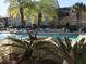 Resort-style pool area featuring palm trees and lounge seating with an inset hot tub at 1226 S Missouri Ave # 1013, Clearwater, FL 33756
