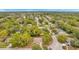 Aerial view showcasing a cozy home nestled among mature trees in a quiet suburban setting at 13102 Wagner Dr, Hudson, FL 34667