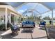Inviting screened patio with cozy seating, perfect for enjoying the beautiful outdoor scenery at 1804 Bunker Hill Dr, Sun City Center, FL 33573