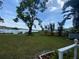 Spacious backyard with lush green lawn, mature trees, and serene waterfront views at 3204 W Clinton St, Tampa, FL 33614