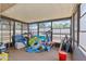Enclosed patio with views is used as storage for pool accessories and lounge equipment at 5140 Kirkwood Ave, Spring Hill, FL 34608