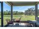 Screened patio with views of a picturesque pond and lush greenery providing a tranquil outdoor retreat at 8352 Greenway Ave, Wesley Chapel, FL 33544
