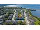 Waterfront townhomes in an aerial view, showcasing the community's layout and design at 1010 Mango Ct, Oldsmar, FL 34677