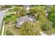 Scenic aerial shot of the property highlighting the house, pool, and landscaped backyard at 22119 Weeks Blvd, Land O Lakes, FL 34639