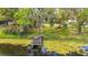 Wooden dock extending into the lake, surrounded by trees and lush greenery at 22119 Weeks Blvd, Land O Lakes, FL 34639