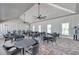 A communal lounge area with multiple tables, chairs, and ceiling fans at 2934 Living Coral Dr, Odessa, FL 33556