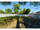 Spacious backyard with lush lawn and a white privacy fence on a sunny day at 3451 Pine St, Dunedin, FL 34698