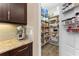 Spacious walk-in pantry featuring custom shelving for ample storage at 4811 Forest Creek Trl, Parrish, FL 34219