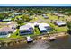 Scenic aerial view showcasing waterfront homes, private docks, and tranquil waterways within a lush community at 7094 Kenwood Dr, North Port, FL 34287
