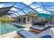 Backyard oasis featuring a screened lanai, refreshing pool, and stylish patio furniture at 7094 Kenwood Dr, North Port, FL 34287