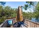 Outdoor back deck overlooking water feature at 8423 Jackson Springs Rd, Tampa, FL 33615
