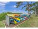Organized kayak storage racks showcasing various colorful kayaks, ideal for water sport enthusiasts at 2700 Bayshore Blvd # 588, Dunedin, FL 34698