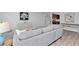 Comfortable living room featuring a plush grey sofa and stylish decor, offering a welcoming space at 2700 Bayshore Blvd # 588, Dunedin, FL 34698