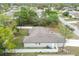 Backyard aerial view with full fence, mature trees, and a serene residential neighborhood backdrop at 4307 Dristol Ave, Spring Hill, FL 34609