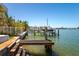 Private dock with boat lifts offering deep water access and scenic waterfront views at 118 Wall St, Redington Shores, FL 33708