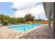 Sparkling community pool with ample seating and lush tropical landscaping at 3056 Pepperwood W Ln, Clearwater, FL 33761