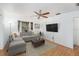 Spacious living room includes hardwood floors, a ceiling fan, and a bay window at 4846 Highland S St, St Petersburg, FL 33705