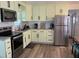 Updated kitchen features stainless appliances, granite countertops, and modern cabinetry at 585 Sky Harbor Dr # 120, Clearwater, FL 33759