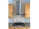 Close-up of kitchen features wood cabinets, granite countertops, stainless steel vent hood and cooktop at 625 Mirabay Blvd, Apollo Beach, FL 33572