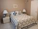 Cozy bedroom with a patterned bedspread, matching nightstands, and soft lighting at 9208 37Th N St, Pinellas Park, FL 33782