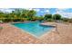 Community pool with brick paver deck, lounge chairs, and landscaped surroundings at 11221 Gold Compass St, Gibsonton, FL 33534