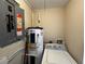 Utility closet featuring a water heater, circuit breaker and a washer at 21838 Edgewater Dr, Port Charlotte, FL 33952