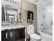 Modern bathroom with granite countertop, stylish fixtures, and glass-enclosed shower at 3301 Bayshore Blvd # 2108B, Tampa, FL 33629