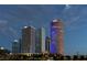 Nighttime view of the city skyline featuring prominent buildings and illuminated architecture at 3301 Bayshore Blvd # 2108B, Tampa, FL 33629