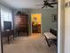 Tastefully decorated bedroom leading into the ensuite bathroom at 3316 S Shamrock Rd, Tampa, FL 33629