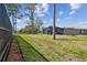 View of backyard, with mature trees and view of screened in lanai at 4559 Mitcher Rd, New Port Richey, FL 34652