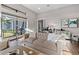 Well-lit living room featuring a comfortable sofa, large windows, and access to the outdoor space at 4824 Benito Ct, Bradenton, FL 34211