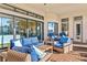 Charming patio with wicker furniture and blue cushions, perfect for relaxing and enjoying the outdoors at 4824 Benito Ct, Bradenton, FL 34211